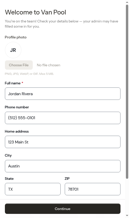Completing the member profile