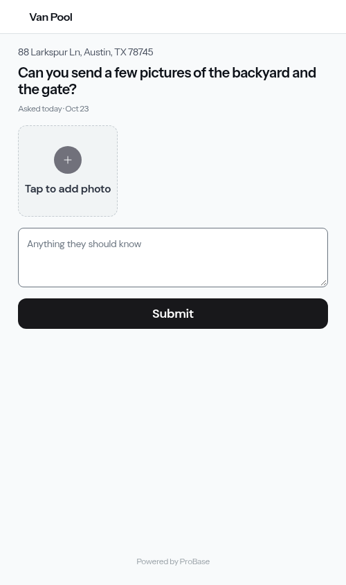 The page the customer opens