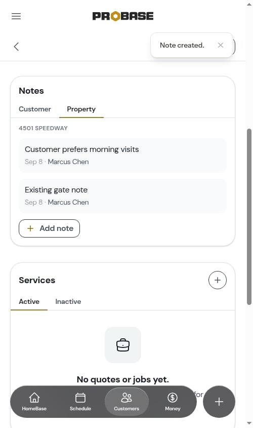 Property note created