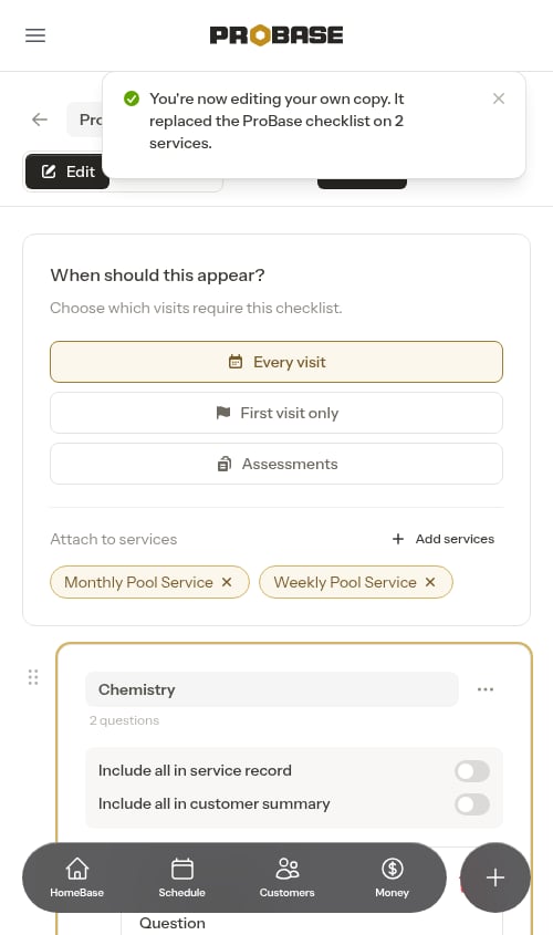 Your own copy open in the builder