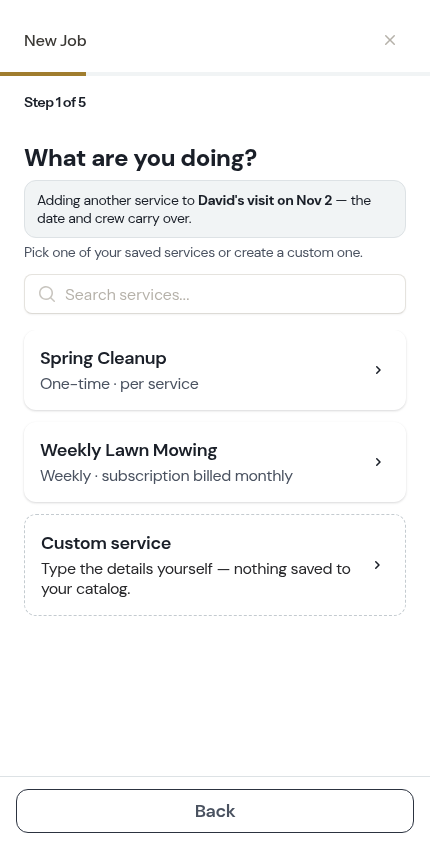 Adding another service to the same visit
