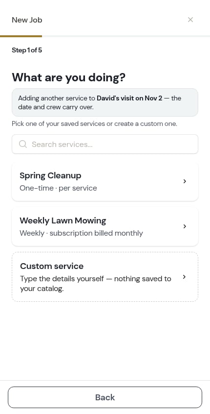 Adding another service to the same visit