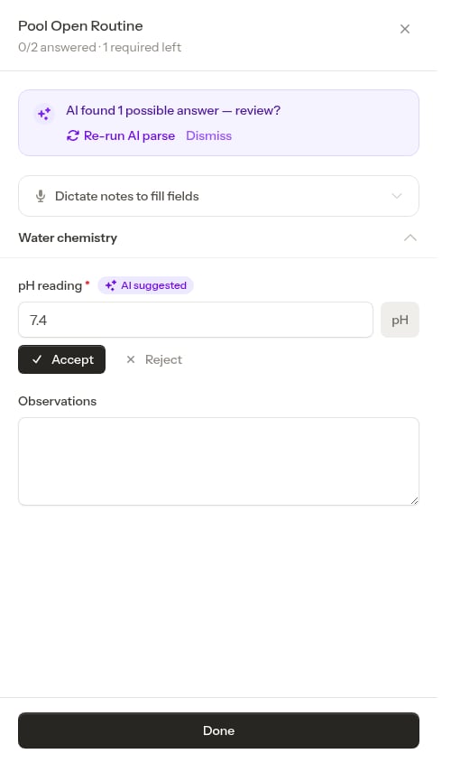 AI suggestion with accept/reject