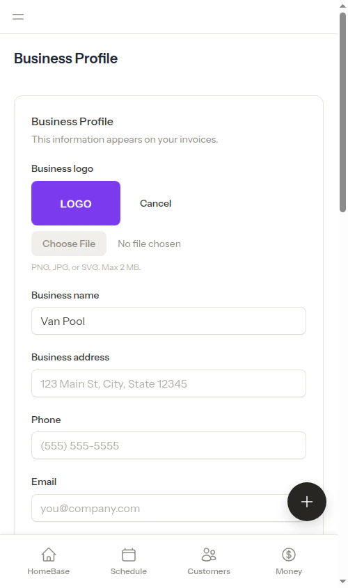 Logo preview after selecting a file