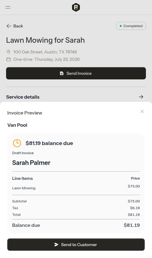 Invoice preview before sending