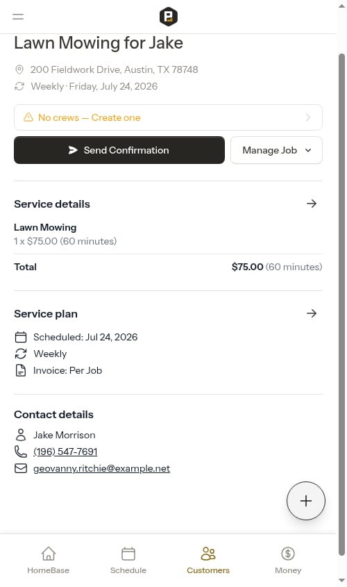 Quick actions for a scheduled appointment