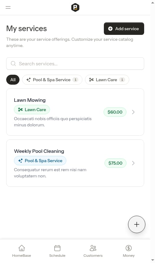 All pill selected, showing every service again