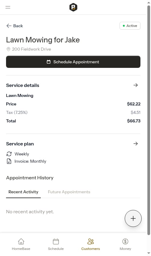 Schedule appointment button on service detail