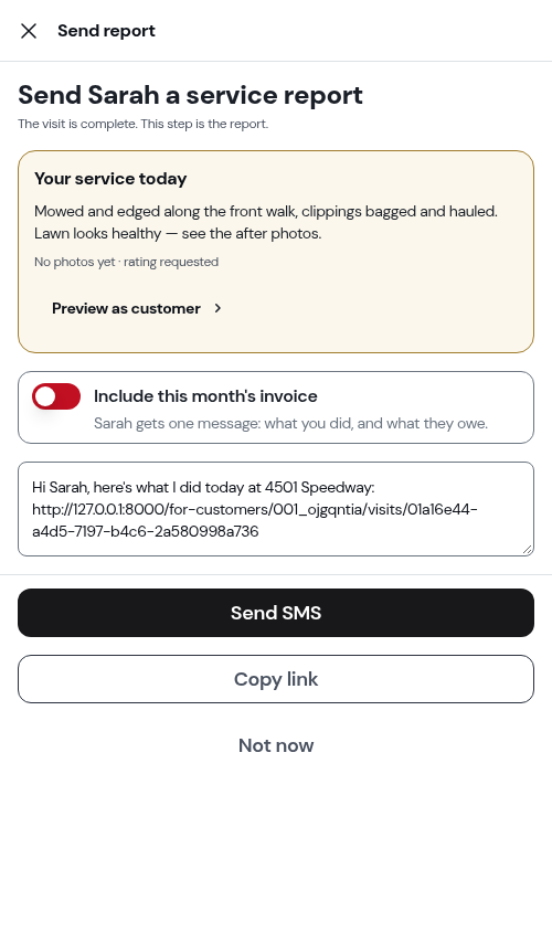The send step with a bill due and the switch off