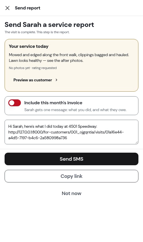 The send step with a bill due and the switch off