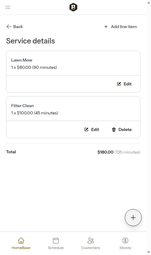 Existing item before edit