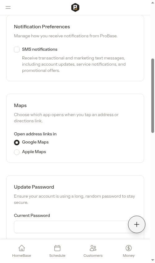 SMS notifications turned off