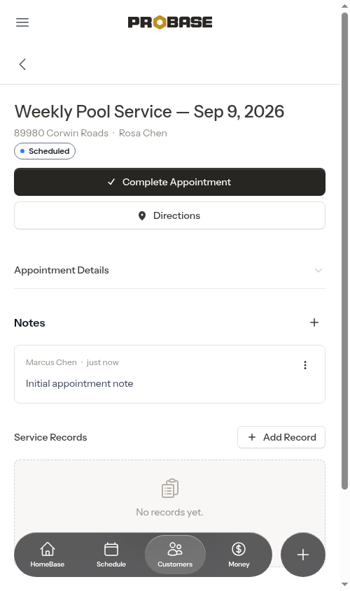 Note on the appointment page