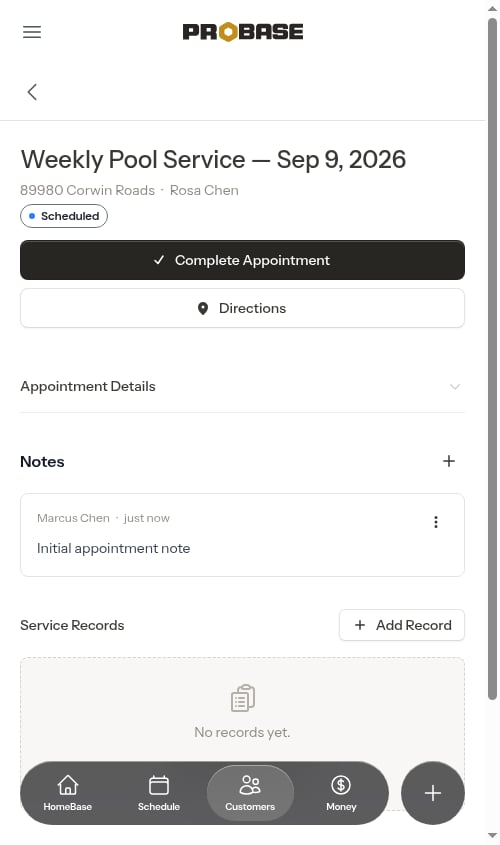 Note on the appointment page