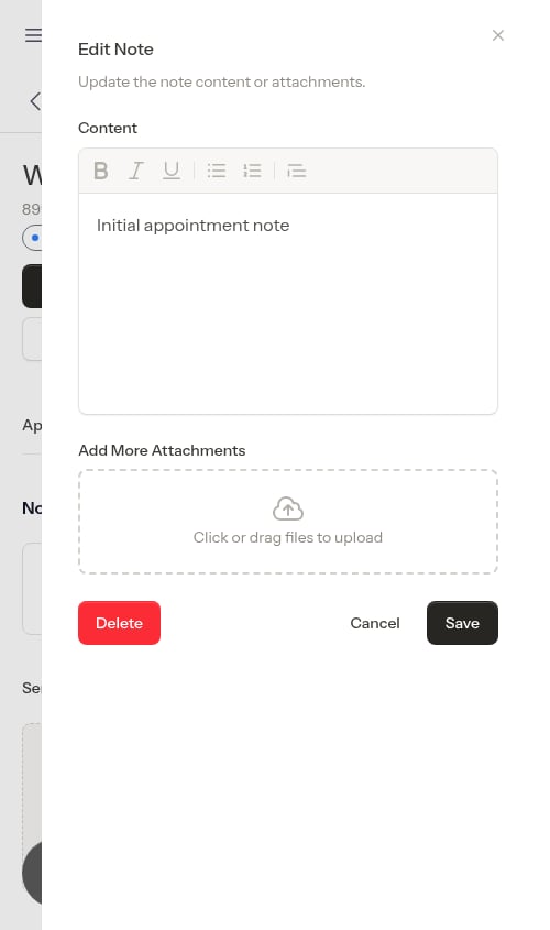 Editing an appointment note