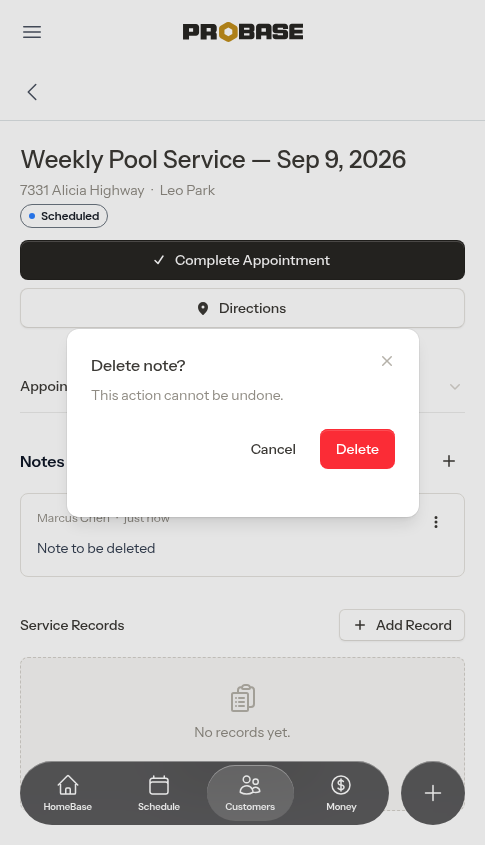 Delete confirmation