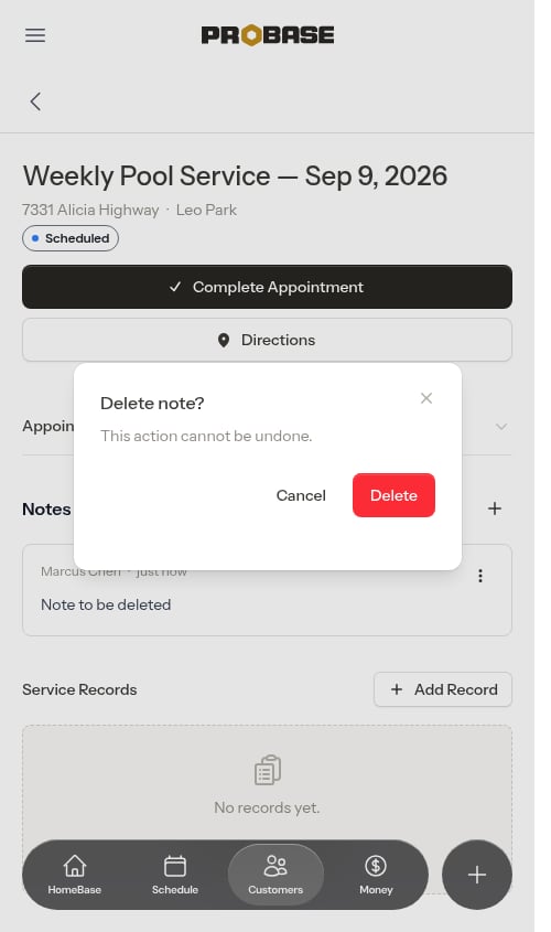 Delete confirmation