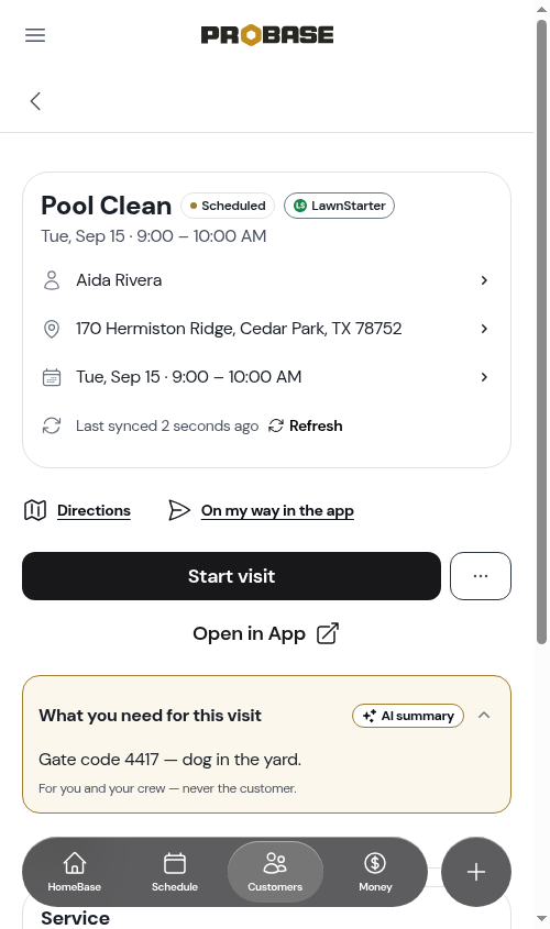 A marketplace visit on the visit page
