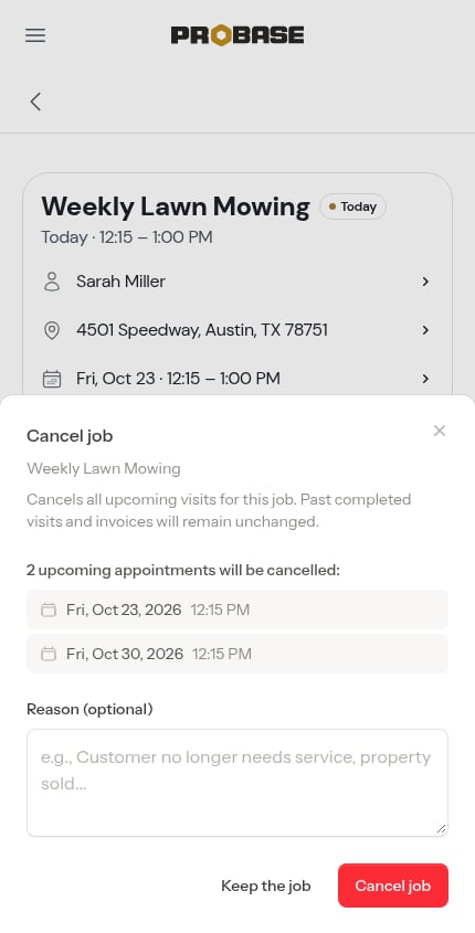 The Cancel job window