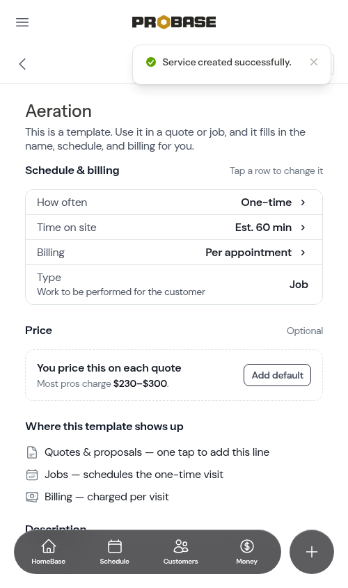 The saved gallery service on its template page