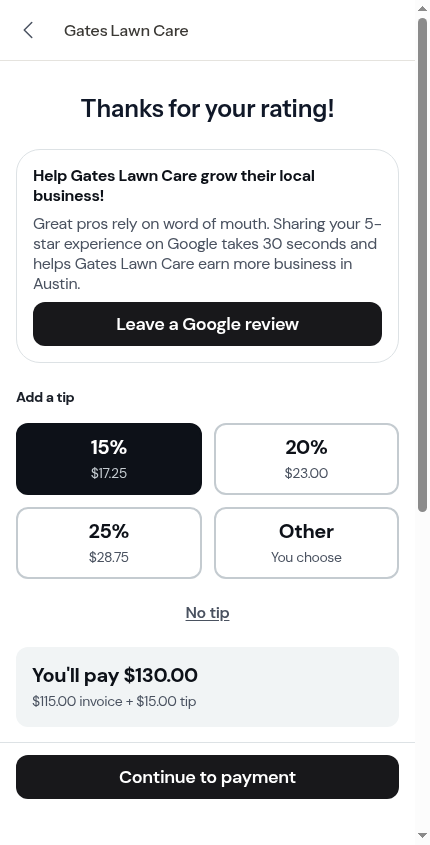 The Google request on the invoice step