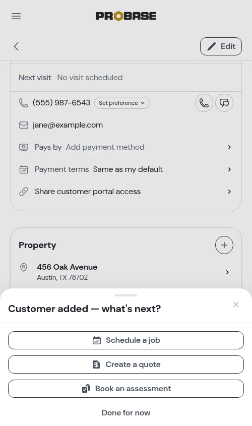Customer added — what's next?