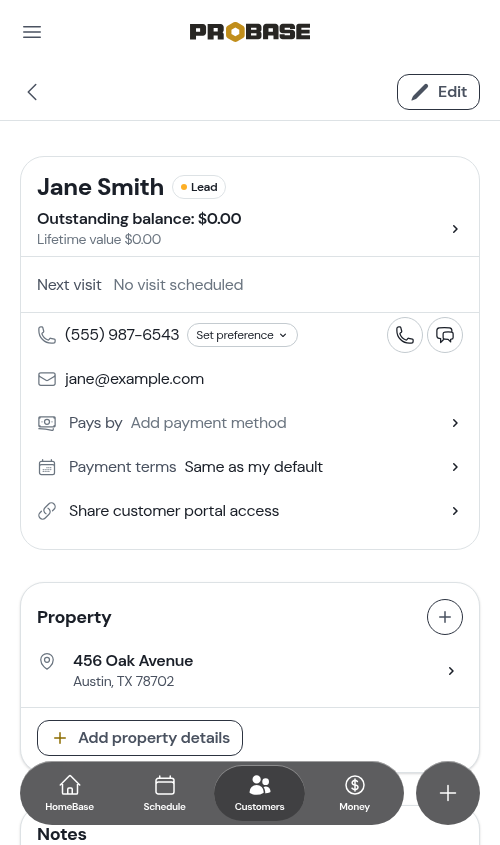 Customer show page