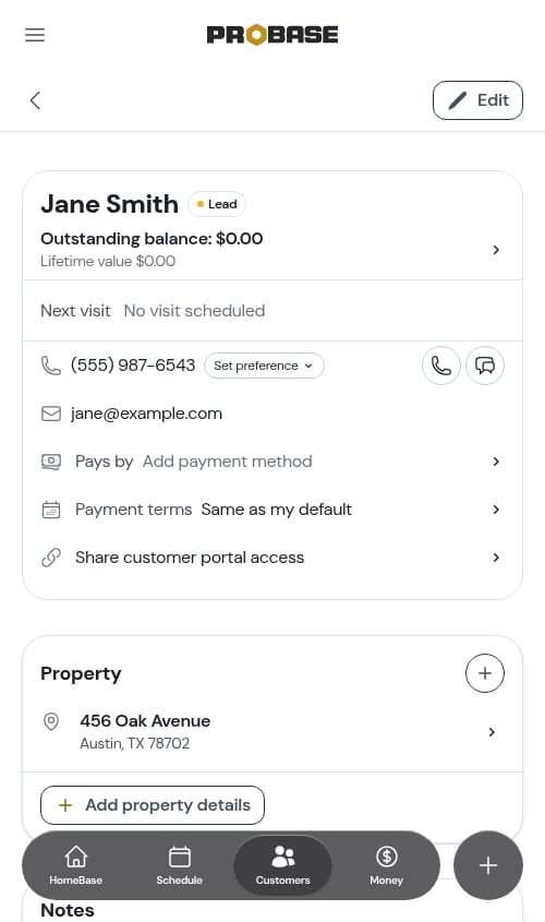 Customer show page