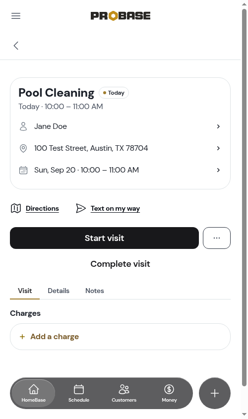 Job detail page with the back arrow at the top