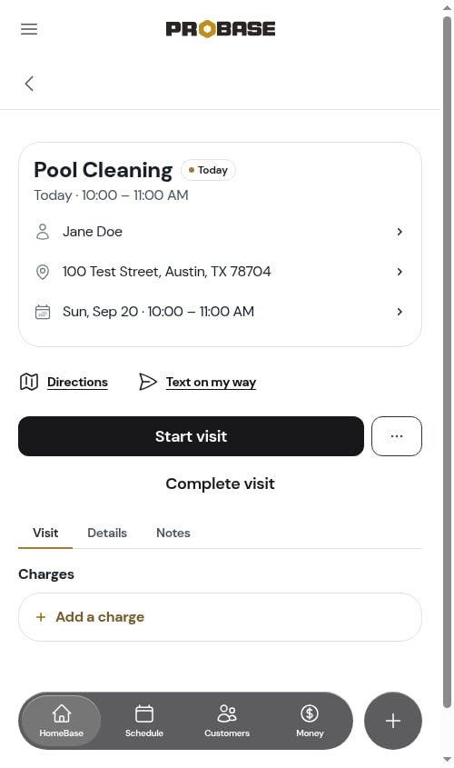 Job detail page with the back arrow at the top