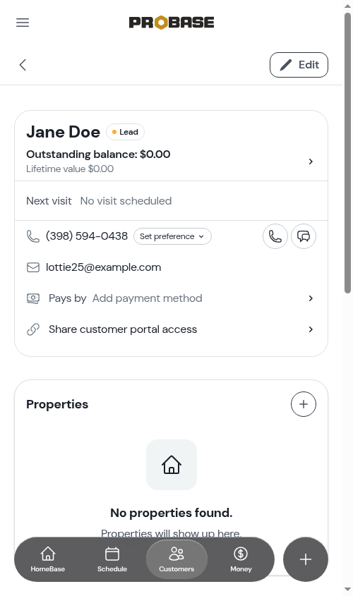 Customer detail page