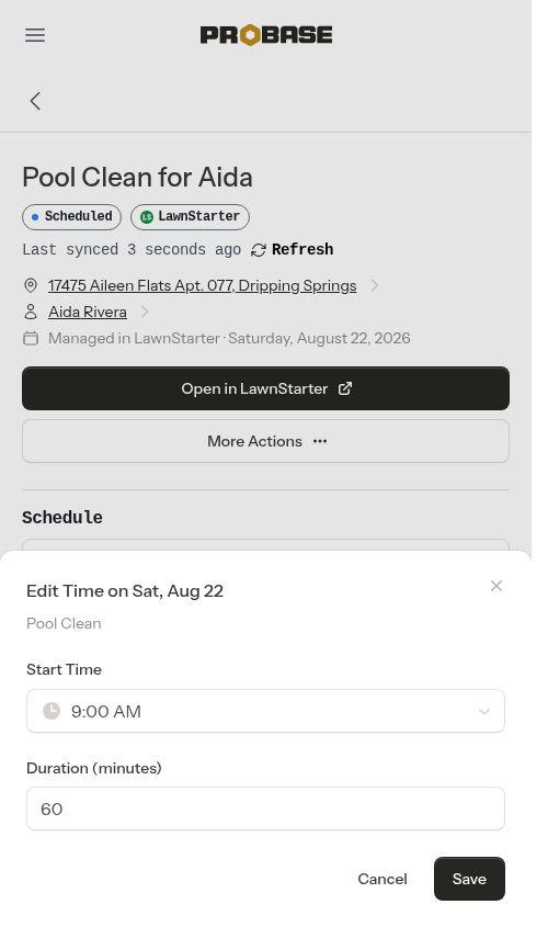 The Edit Time window on a marketplace job