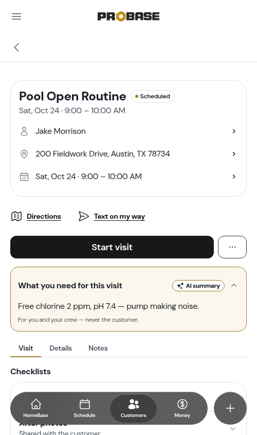 A checklist row with an AI suggestion pill