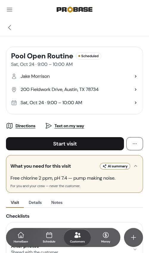 A checklist row with an AI suggestion pill