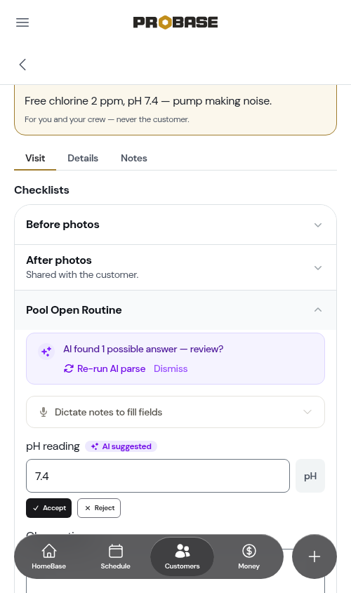 AI suggestion with accept/reject