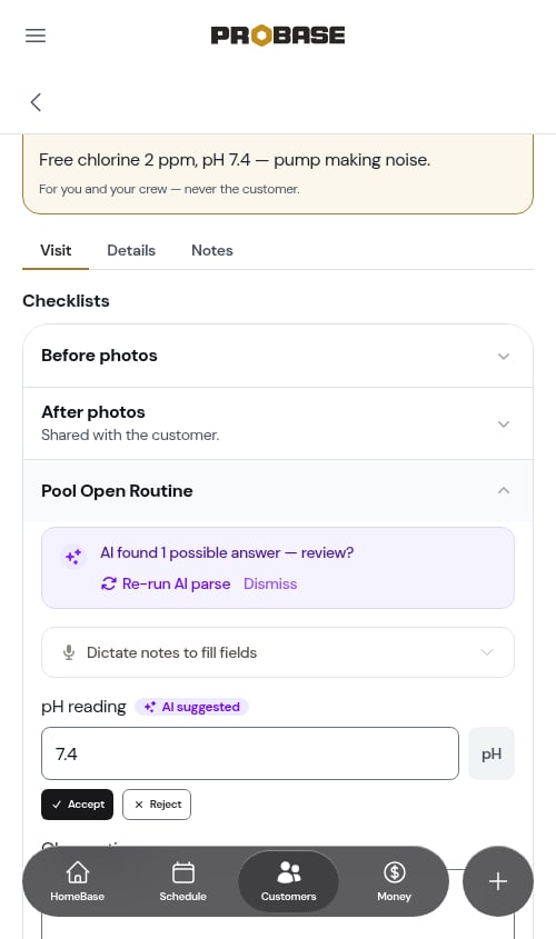 AI suggestion with accept/reject