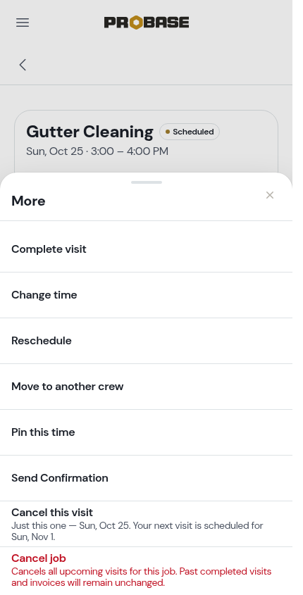 Move to another crew in the More sheet