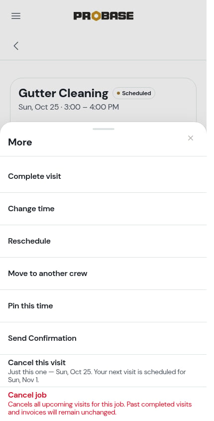 Move to another crew in the More sheet