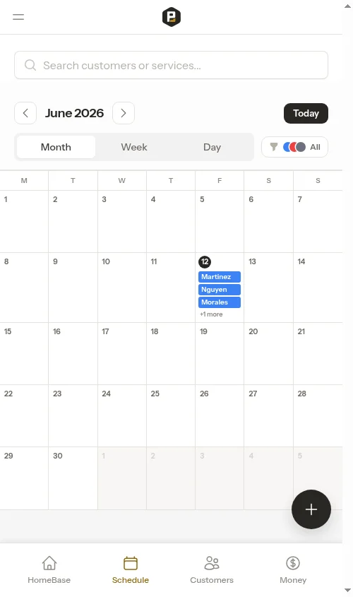 Month grid with appointments