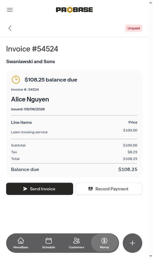 Invoice detail page