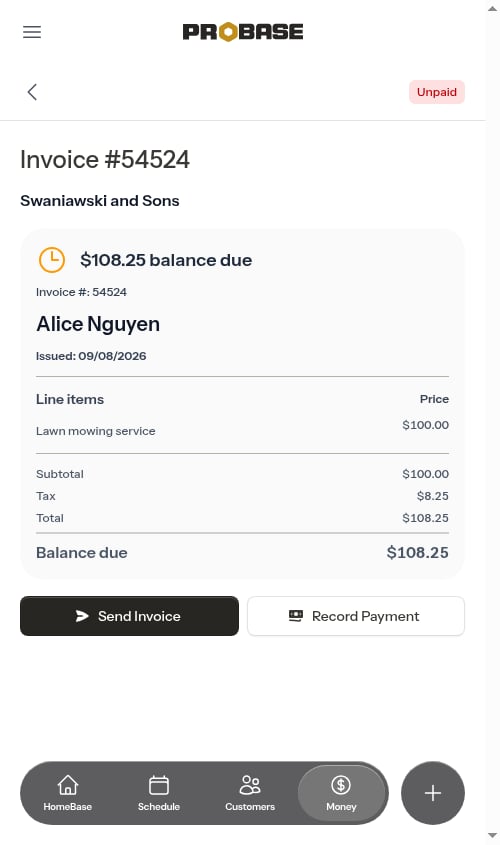 Invoice detail page
