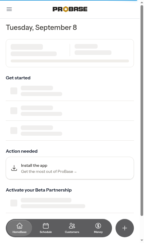Dashboard after onboarding