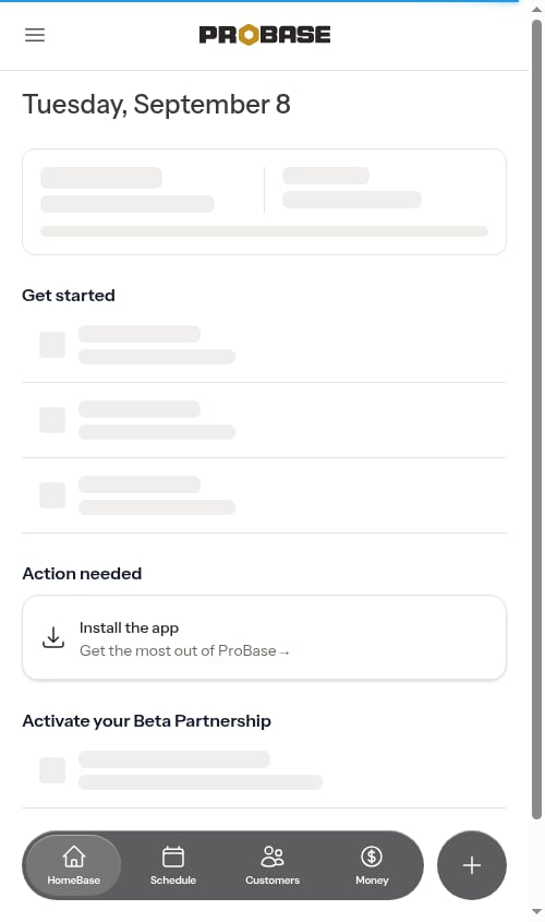 Dashboard after onboarding