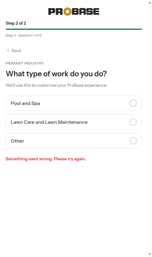 A failed tap clears the checkmark and shows a retry message