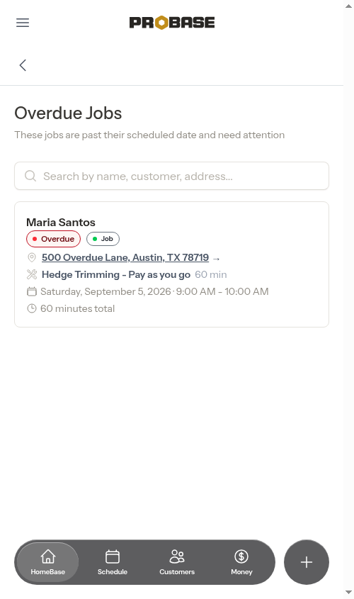 Overdue list before cancelling an appointment