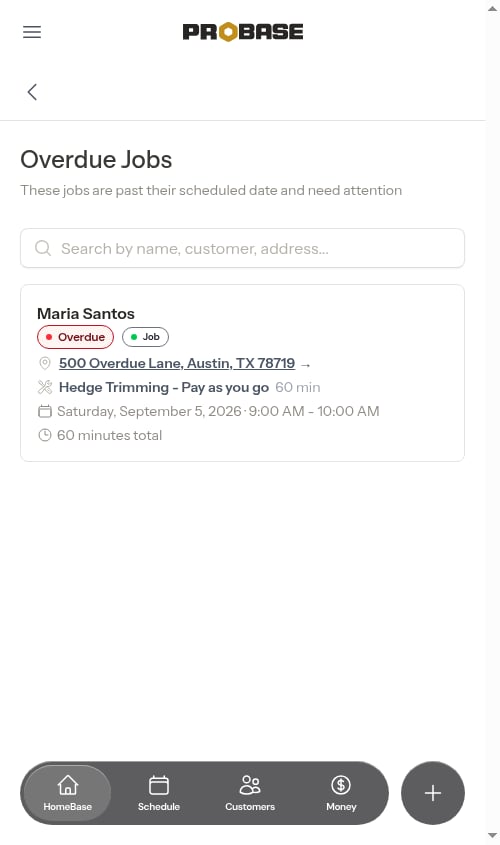 Overdue list before cancelling an appointment