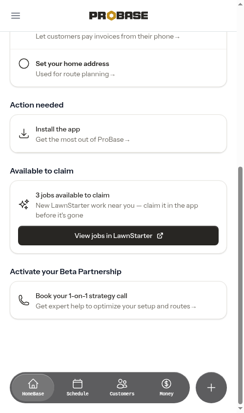 Available to claim card on HomeBase