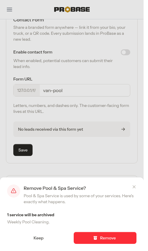 Confirm removing a trade