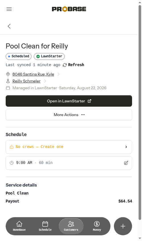The Last synced line reading 1 minute ago on a marketplace job