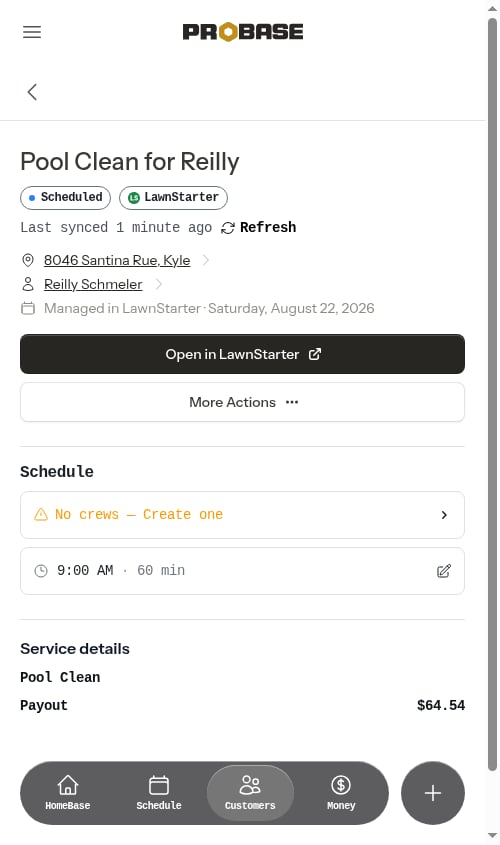 The Last synced line reading 1 minute ago on a marketplace job